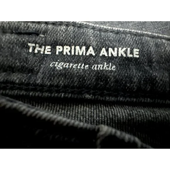 AG Adriano Goldschmied The Prima Ankle Cigarette Jeans Black Denim Frayed Hem 23 - Picture 7 of 16